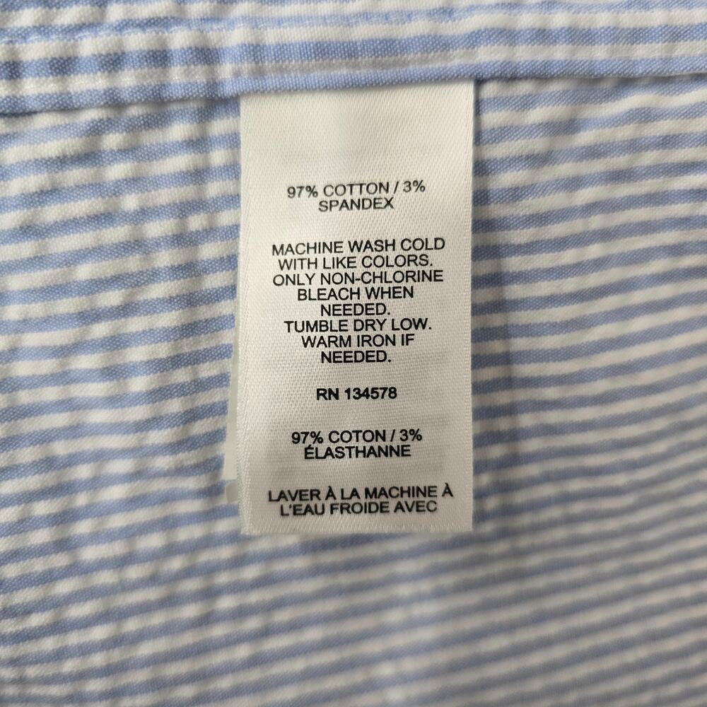 Vineyard Vines Seersucker Shirt Men S Short Sleeves Stretch Blue Striped Whale - Picture 11 of 13